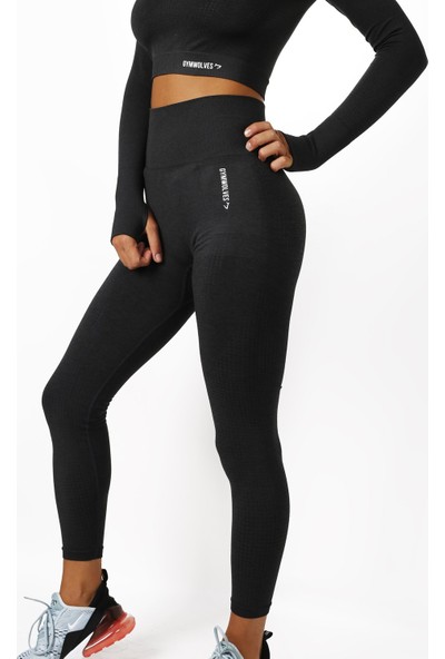 Gymwolves Dikişsiz Spor Tayt Black Seamles Leggings Activated Serisi
